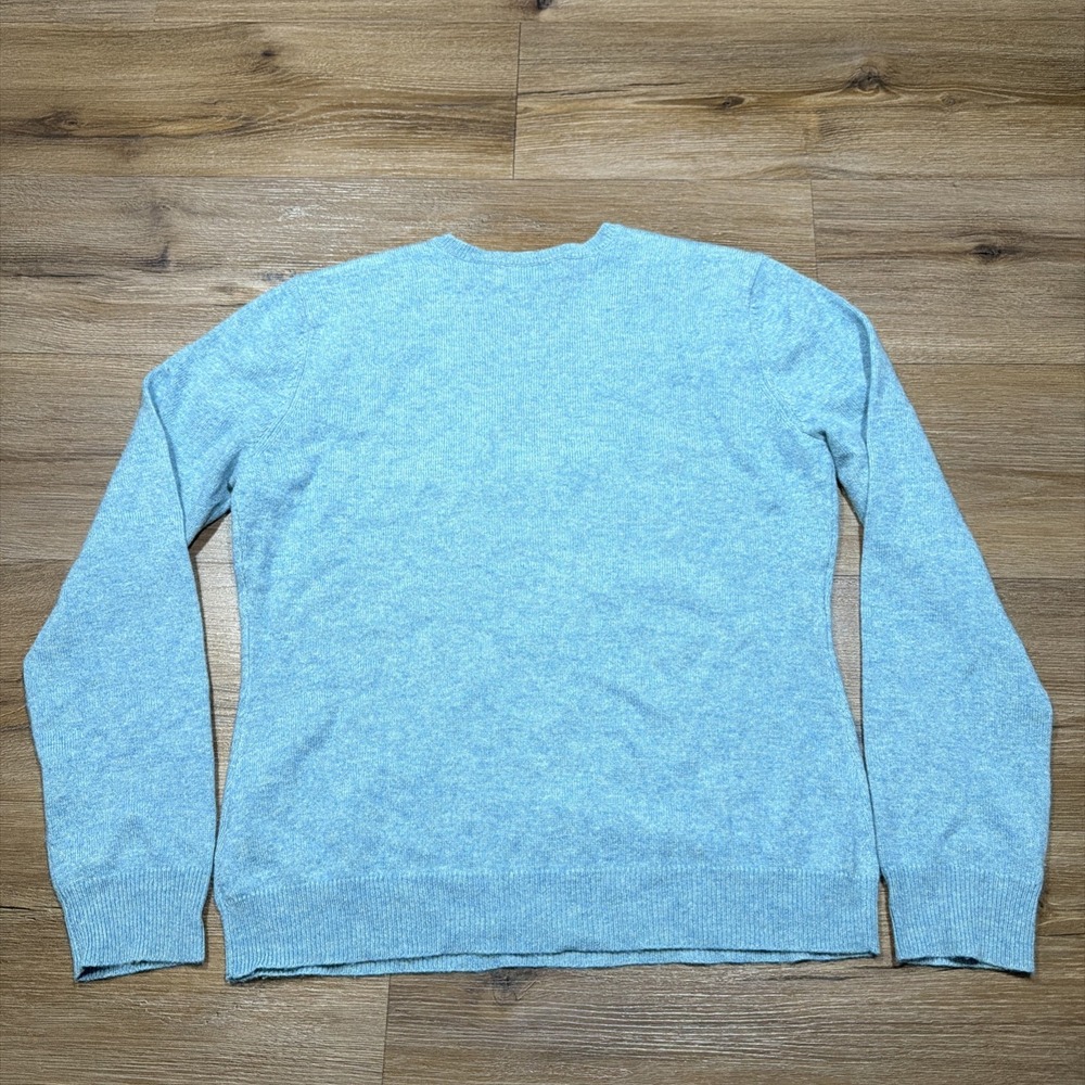 Lauren Ralph Lauren Women's PETITE LARGE V-Neck‎ 100% Cashmere Sweater Blue - Picture 11 of 11